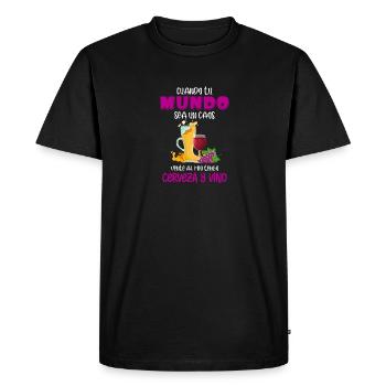 Mundo Sea Un Caos Vente Al Mio Tengo Cerveza Y - T-shirt Premium bio Homme - noir - Devant - Nico (187cm)