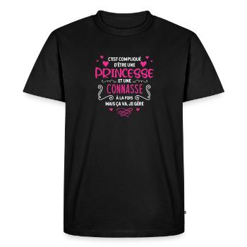 C’est Compliqué D’être Une Princesse Et Une - T-shirt Premium bio Homme - noir - Devant - Nico (187cm)
