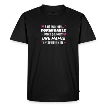 Une Maman Formidable Donne Toujours Une Mamie - T-shirt Premium bio Homme - noir - Devant - Nico (187cm)
