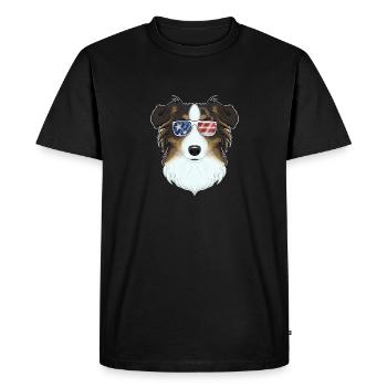 Berger australien USA Lunettes de soleil I Américain - T-shirt Premium bio Homme - noir - Devant - Nico (187cm)