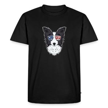 Border Collie USA Lunettes de soleil I Drapeau américain - T-shirt Premium bio Homme - noir - Devant - Nico (187cm)