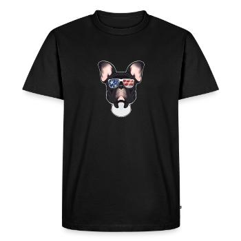 Français Bulldog USA Lunettes de soleil I Drapeau américain - T-shirt Premium bio Homme - noir - Devant - Nico (187cm)