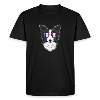 Lunettes de soleil Border Collie France I drapeau français - T-shirt Premium bio Homme - noir - Devant - Nico (187cm)