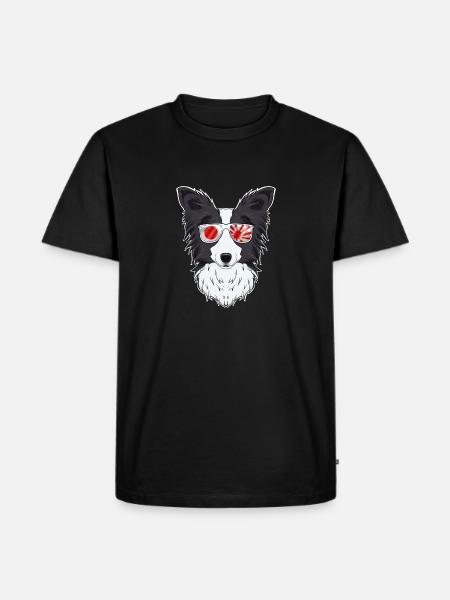 Border Collie Japan Sunglasses I Japanese Flag - Men's Premium Organic T-Shirt - black