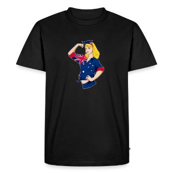 Fille australienne incassable I Heritage Australia - T-shirt Premium bio Homme - noir - Devant - Nico (187cm)