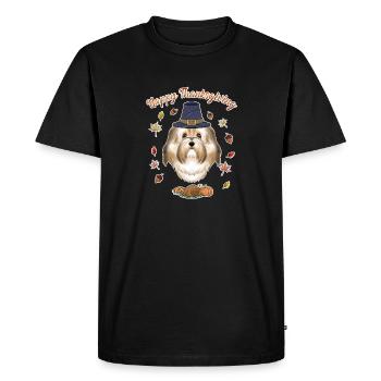 Joyeux Thanksgiving I Amoureux des chiens I Havanais - T-shirt Premium bio Homme - noir - Devant - Nico (187cm)