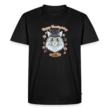 Amoureux des chats de la forêt norvégienne I Joyeux Thanksgiving - T-shirt Premium bio Homme - noir - Devant - Nico (187cm)