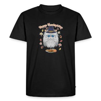 Amoureux des chats persans I Joyeux Thanksgiving - T-shirt Premium bio Homme - noir - Devant - Nico (187cm)