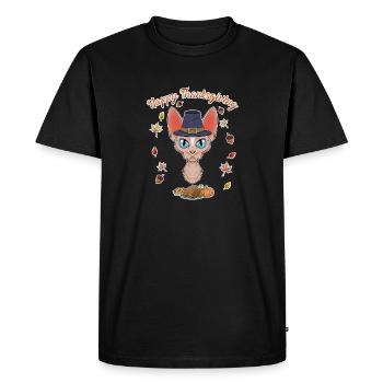 Sphynx Amoureux des chats I Joyeux Thanksgiving - T-shirt Premium bio Homme - noir - Devant - Nico (187cm)