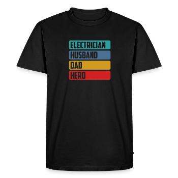 Electrician Husband Dad Hero, Electrician Dad - T-shirt Premium bio Homme - noir - Devant - Nico (187cm)
