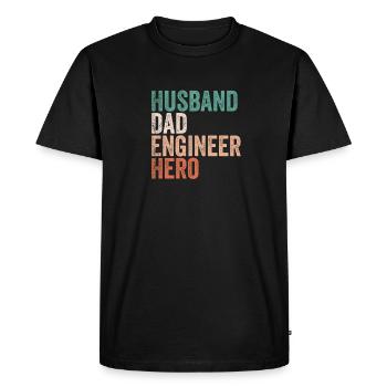 Husband Dad Engineer Hero, Gift Engineer Dad - Men's Premium Organic T-Shirt - black - Front - Nico (187cm)