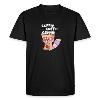 CAFÉ CAFÉ CAFÉ Drôle de raton laveur accro à la caféine - T-shirt Premium bio Homme - noir - Devant - Nico (187cm)