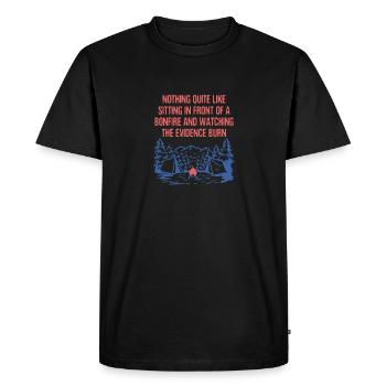 Watching the Evidence Burn Camping Funny Camper - Men's Premium Organic T-Shirt - black - Front - Nico (187cm)