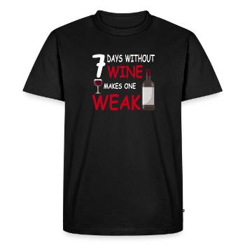 Funny saying: 7 days without wine makes one weak! - Men's Premium Organic T-Shirt - black - Front - Nico (187cm)
