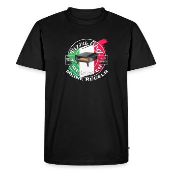Pizza Chef - Mon Four, MES RÈGLES - T-shirt Premium bio Homme - noir - Devant - Nico (187cm)