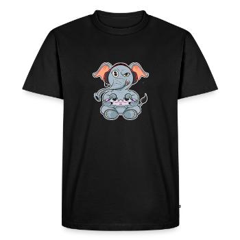 Elephant With Gaming Controller I Funny Gaming I - Men's Premium Organic T-Shirt - black - Front - Nico (187cm)