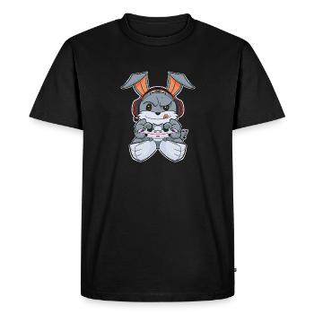 Rabbit With Gaming Controller I Funny Gaming - Men's Premium Organic T-Shirt - black - Front - Nico (187cm)
