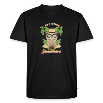 Il est 5 oclock quelque part en buvant Scottish Fold - T-shirt Premium bio Homme - noir - Devant - Nico (187cm)