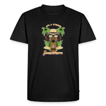 C’est 5 OClock quelque part en train de boire du teckel - T-shirt Premium bio Homme - noir - Devant - Nico (187cm)