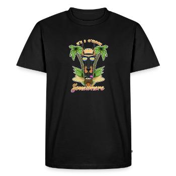 Il est 5 oclock quelque part en buvant Doberman - T-shirt Premium bio Homme - noir - Devant - Nico (187cm)