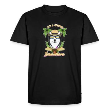 Il est 5 oclock quelque part en buvant husky - T-shirt Premium bio Homme - noir - Devant - Nico (187cm)