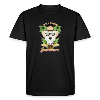 Il est 5 oclock quelque part en buvant du maltais - T-shirt Premium bio Homme - noir - Devant - Nico (187cm)