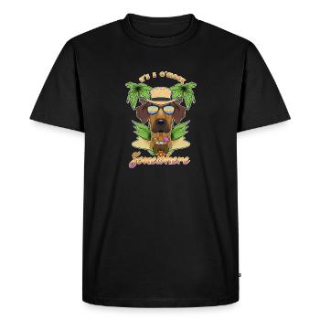 Il est 5 oclock quelque part en buvant rhodésien - T-shirt Premium bio Homme - noir - Devant - Nico (187cm)