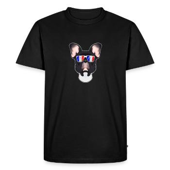 Français Bulldog France Lunettes de soleil I Français Drapeau - T-shirt Premium bio Homme - noir - Devant - Nico (187cm)