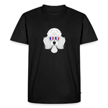Caniche France Lunettes de soleil I Français Drapeau - T-shirt Premium bio Homme - noir - Devant - Nico (187cm)