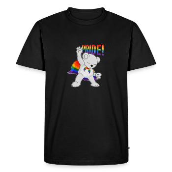 Ours polaire I Drapeau LGBTQ I Drapeau arc-en-ciel I Gay Pride - T-shirt Premium bio Homme - noir - Devant - Nico (187cm)