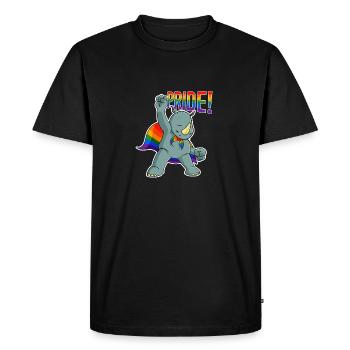 Rhino I Drapeau LGBTQ I Drapeau arc-en-ciel I Gay Pride - T-shirt Premium bio Homme - noir - Devant - Nico (187cm)
