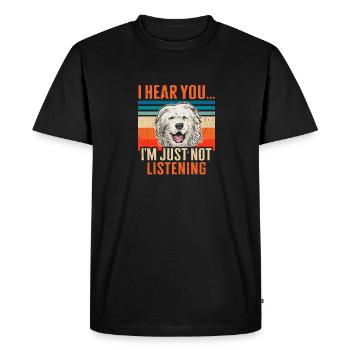 Grand Chien Pyrénées Rétro Vintage Pyrénées - T-shirt Premium bio Homme - noir - Devant - Nico (187cm)