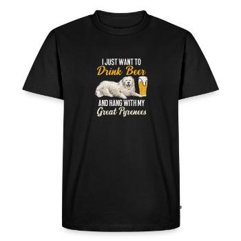 Grande bière de chien des Pyrénées - T-shirt Premium bio Homme - noir - Devant - Nico (187cm)