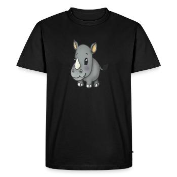 Kawaii Cartoon Rhino - Men's Premium Organic T-Shirt - black - Front - Nico (187cm)