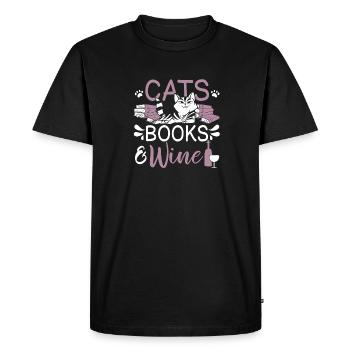 Les amateurs de livres de chats lisent des livres - T-shirt Premium bio Homme - noir - Devant - Nico (187cm)