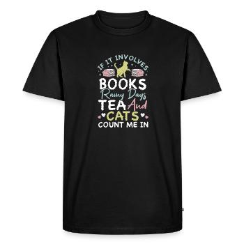 Les amateurs de livres de chats lisent des livres - T-shirt Premium bio Homme - noir - Devant - Nico (187cm)