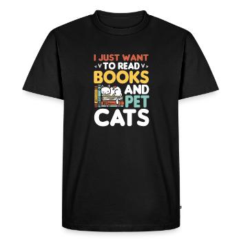 Les amateurs de livres de chats lisent des livres - T-shirt Premium bio Homme - noir - Devant - Nico (187cm)
