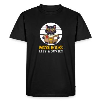 Les amateurs de livres de chats lisent des livres - T-shirt Premium bio Homme - noir - Devant - Nico (187cm)