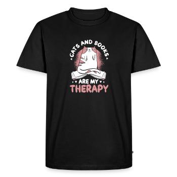 Les amateurs de livres de chats lisent des livres - T-shirt Premium bio Homme - noir - Devant - Nico (187cm)