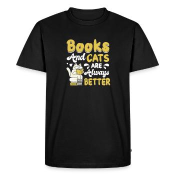 Les amateurs de livres de chats lisent des livres - T-shirt Premium bio Homme - noir - Devant - Nico (187cm)