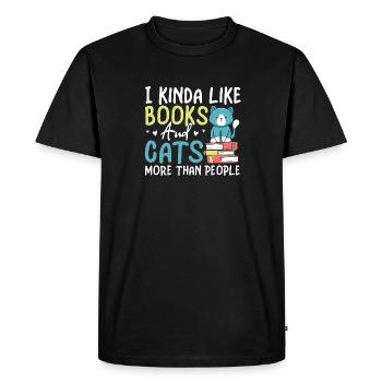 Les amateurs de livres de chats lisent des livres - T-shirt Premium bio Homme - noir - Devant - Nico (187cm)