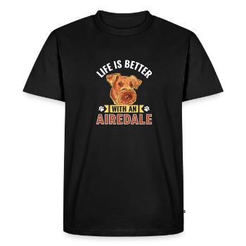 Airedale Terrier Chien - T-shirt Premium bio Homme - noir - Devant - Nico (187cm)