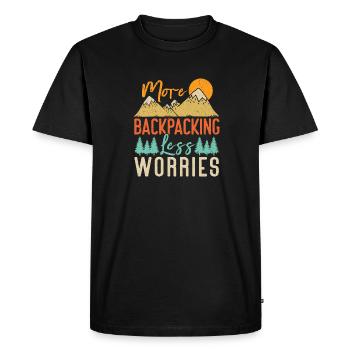 Outdoor Camping Hiking Backpacking - Men's Premium Organic T-Shirt - black - Front - Nico (187cm)