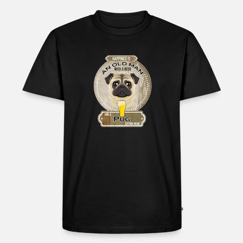 Pug Dad Beer Lover - Männer Premium Bio T-Shirt - Schwarz