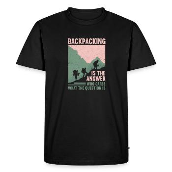 Outdoor Camping Hiking Backpacking - Men's Premium Organic T-Shirt - black - Front - Nico (187cm)