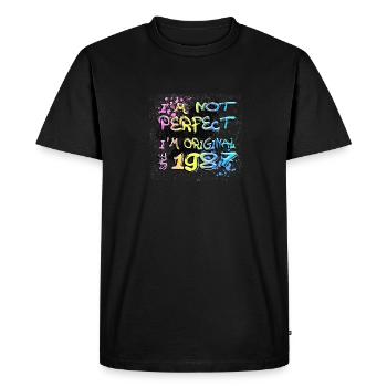 Je ne suis pas parfait, je suis original depuis 1987 Graffiti - T-shirt Premium bio Homme - noir - Devant - Nico (187cm)