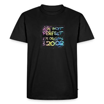 Je ne suis pas parfait, je suis original depuis 2002 Graffiti - T-shirt Premium bio Homme - noir - Devant - Nico (187cm)