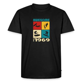 Génial depuis 1969. Style de vie de wakeboard - T-shirt Premium bio Homme - noir - Devant - Nico (187cm)