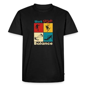 Équilibre du cerf-volant de travail. Style de vie Vintage Design, Travail - T-shirt Premium bio Homme - noir - Devant - Nico (187cm)