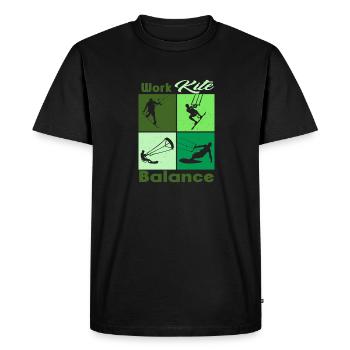 Équilibre du cerf-volant de travail. Style de vie Vintage Design, Travail - T-shirt Premium bio Homme - noir - Devant - Nico (187cm)